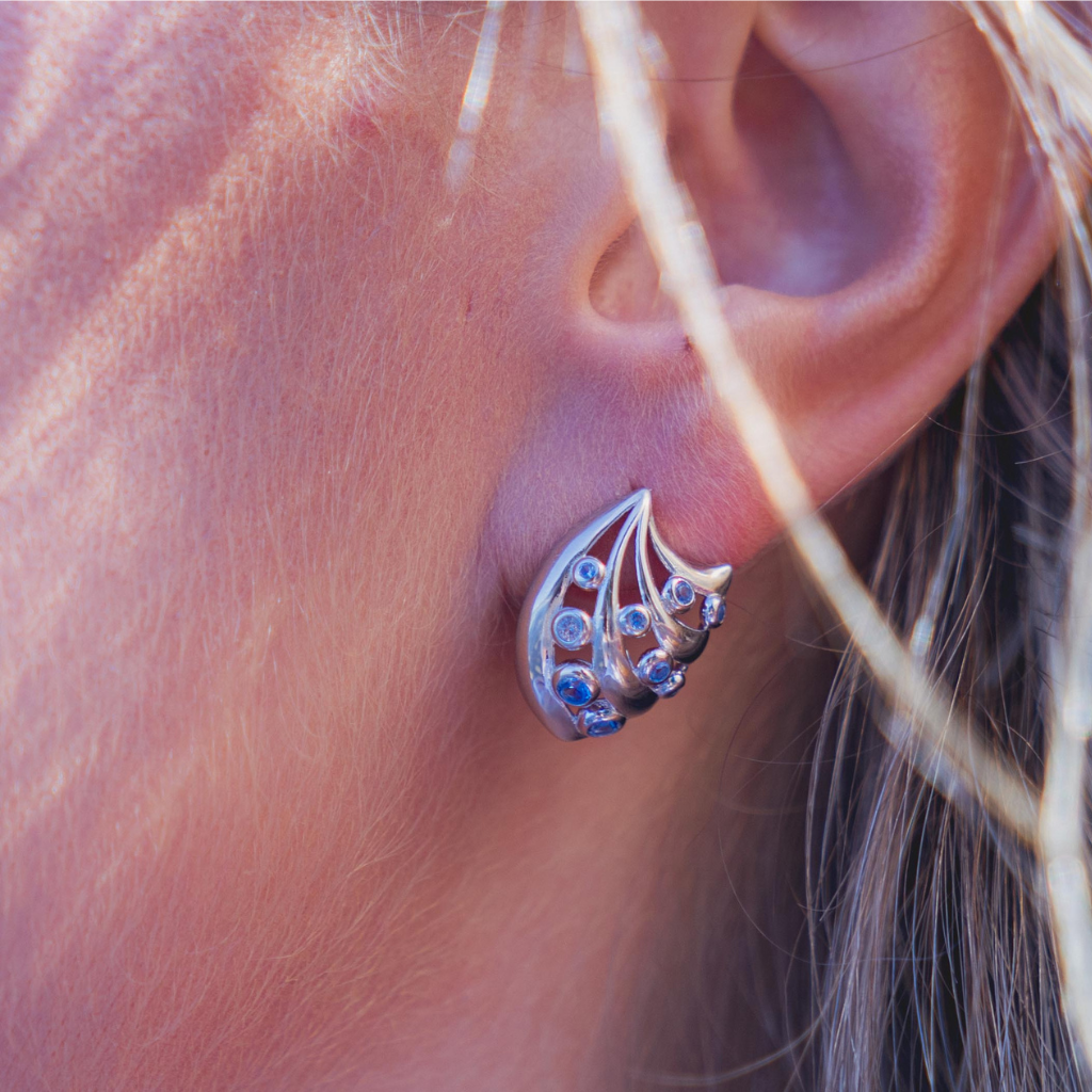 Silver Wave Shell Earring